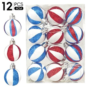 Prety Glitter Christmas Tree Ornaments Luxury Shatterproof Plastic Printing Shiny Christmas Balls Ornament Hanging Ball