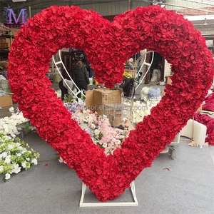 MILE New Engagement Decoration Party Rental Wedding Flowers Red Heart Shaped Arch With Flowers Bridal Shower Backdrops