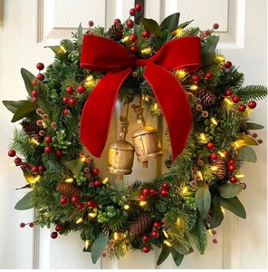 Large-size Christmas Wreath 50-80CM Pe Mix Material IP44 Waterproof Eco-Friendly Door Hanging Window Indoor Outdoor Creative