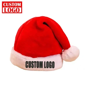 Christmas Party Pom-pom Santa Hat Linen Custom Holiday Decorations Adult Character