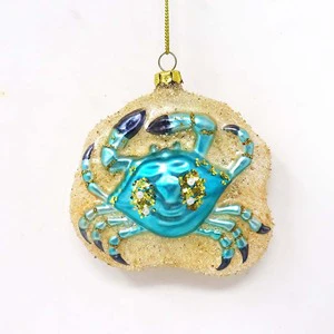 Wholesale toy christmas tree decoration Blue Crabs Crawl Flat Ball Ornaments