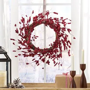 23.5 Inches Berry Wreath Mixed Berries Christmas Red Wreath for Indoor & Outdoor Decor