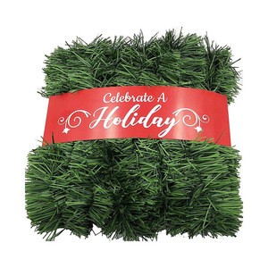 QIANGHAO AIP21 Cross-Border Manufacturer Direct Sale 15m Green PVC Artificial Christmas Wreath Garland Decorations