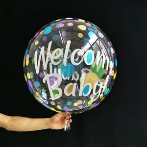 Wholesale 20 Inch Printed Happy Birthday Stretch Bobo Bubble Balloons Clear Transparent Balloon Ornament for Baby Shower Party