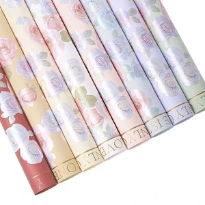 Women's Day Neon Rose Pearl Film Fresh Flower Wrapping New Product Rose Design Valentine's Day Paper for Flower Wrapping