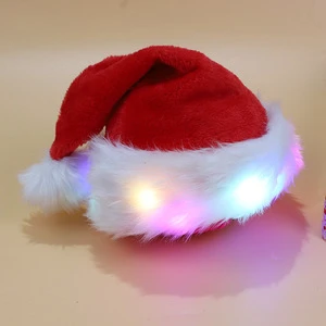 Growing up Christmas Hat Colorful LED Lights Plush Santa Hat Xmas Festival Party Hats