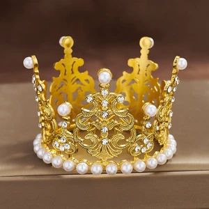 New Mini Princess Vintage Tiara Crown Cake Topper Crown Topper for Cake Wedding Birthday Baby Shower Party Decoration