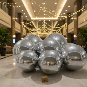 Party Event Decoration Big Shiny Balls Giant Reflective PVC Silver Mirror Ball Inflatable Balloon Christmas Decor Waterproof
