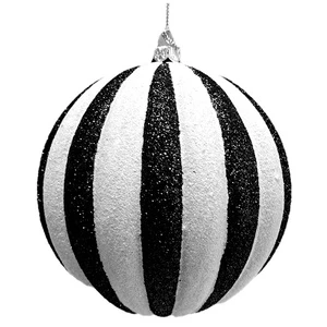 Black and White Design 100mm Glitter Tree Ornament Various Color Series Flue Ball for Christmas Holidays