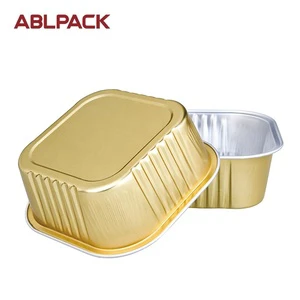 Wholesale 300ML/10oz Square Aluminium Foil Baking Tray Dessert Boxes Cup Cake Boxes Cheese Cake Cups with Plastic Lids