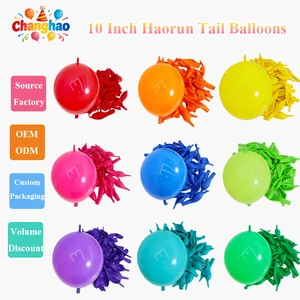 Manufacturer 10 Inch 2.4g Metallic Tail Balloons Link Chain Wedding Room Birthday Party Graduation Mall Classroom Decoration