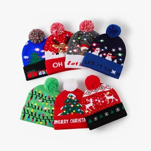 Cute Cartoon Design Christmas Family Party Travel Decorations Common Knitted Hat 100% Acrylic Adjustable Unisex