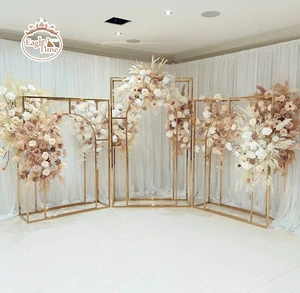 Stainless Steel Golden Wedding Floral Arch Stand for Wedding Banquet Event Backdrop Decoration
