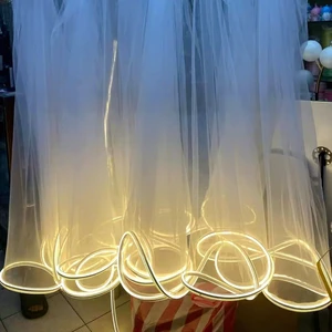 Wholesale High Quality LED White Wave Gauze Curtain Wedding Ceiling Centerpieces Party Decoration Fabric Props Light String