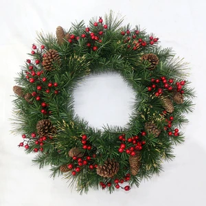 High Quality 24'' PVC Artificial Christmas Wreath for Front Door All Seasons Green Decor Home Farmhouse Style