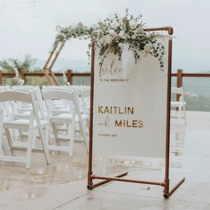 White Acrylic Wedding Welcome Sign Premium Custom Wedding Sign Outdoor Lawn Ceremony Welcome Area Prop