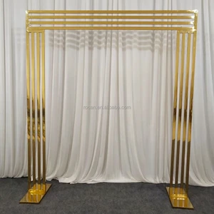 ROCAN Wedding Backdrop Decoration Golden Stainless Steel Metal Square Wedding Arch for Wedding Decor