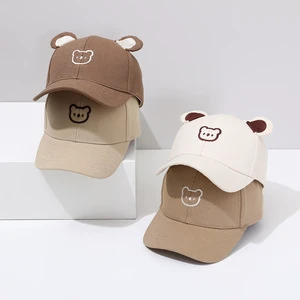 Cute Bear Ear Cotton Baseball Cap Soft Material Animal Trucker Hat Adjustable Kids Trucker Hat Uv Protection