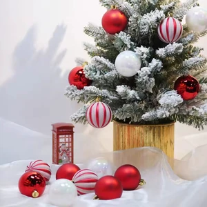 Christmas Tree Hanging Decorations 20pcs Red and White Painted Plastic Electroplated Christmas Ball Sets for Festival