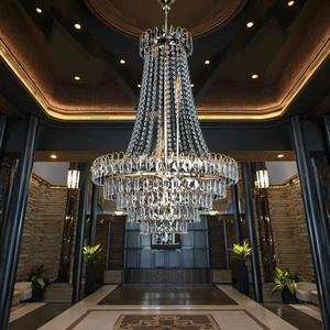 Luxury High Quality Golden Crystal Chandelier Wedding Light Ceiling Hanging for Hotel Banquet Wedding Supplies