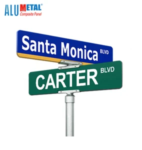 Alumetal Custom Sublimation Blanks 6x24 Modern Outdoor Aluminum Sign Boards White Blue Green Silk Print Color Street Sign