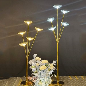 Wedding Stage Decoration Iron Led Crystal Lighting Stand Flower for Event Decor Walkway Guide Road Lead