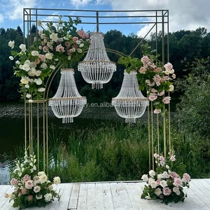 Wedding Chandelier Light Wedding Decoration Gold Crystal Bead Curtain Chandelier Wedding Ceiling Decoration Light for Decor