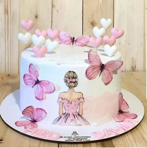 Butterfly Back Girl Happy Birthday Cake Decoration Cake Valentine's Day Cake Decoration Topper