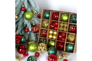 New Arrival 44-Piece Set Colorful Painted Paper Boxes 3-6cm Electroplated Christmas Tree Hanging Decorations Ball Tree Ornaments