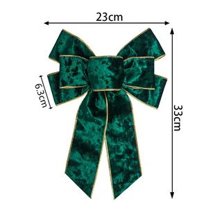 Wholesales Christmas Velvet Ribbon Background Decorative Wire Edge Large Red Bow Christmas Tree Decor
