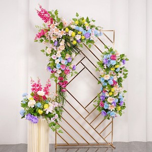 Luxury New DIY Wedding Stage Event Center 3D Color Rose Mixed Arrangement Artificial Flower Art Plastic Backdrop Decoration RMTS