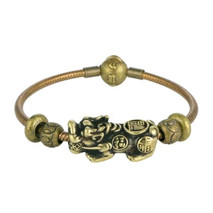 Punk Brass Bracelets Mythical Attract Wealth PI Xiu Bangles Vintage Animal Chain Wristband Jewelry Lucky Bead Cuff Bracelet