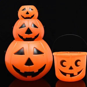 Factory Direct Halloween Decoration Pumpkin Bucket Led Halloween Candy Bucket Plastic Halloween Bucket