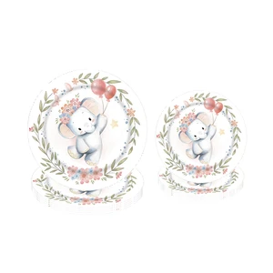 Cartoon Animal Theme Disposable Eco-friendly 4-color Paper Dinner Plate with UV Printing for Party Table Decorations
