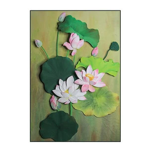 Elegant Handmade Paper Relief Artwork Lotus Design Home Wall Decor for Party Decorations