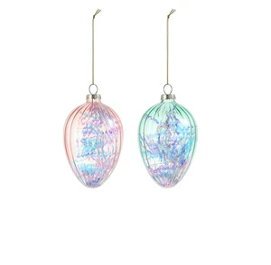 Easter Decorations Hanging Ornament Clear Glass Eggs With Flowers Holiday Supplies Gift Idea