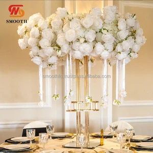 SMOOTH Custom Wedding Table Decorative Flower Round Circle White Floral Centerpiece With Ceiling Roses