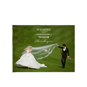 Custom Large Poster Wedding Birthday Banquets Welcome Wall Curtain Advertising Cloth Spray Painting Signature Wall Ceremony