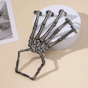 Gothic Punk Skull Fingers Skeleton Elasticity Adjustable Bracelet Bangles for Women Men Halloween Bracelet Jewelry