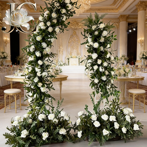 JC Hot Wedding Props Screen Wedding Stage Layout Gold Metal Arch Welcome Area Decorative Background Frame Flower Arch