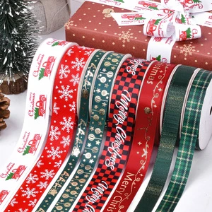 Ribest Customize Printed Christmas Ribbon With Logo for Gift Packaging Box Decorated Wholesale