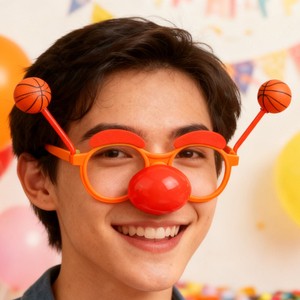 Fun Party Glasses with Basketball Decor & Red Nose, Bright Color Comfortable Fit Novelty Eyewear for Party Favors & Festive