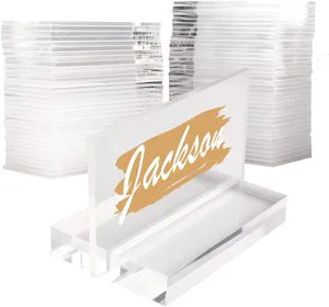 Clear Acrylic Place Cards for Wedding Guest Names Table Numbers, Escort Blank Rectangle Acrylic Plates for Dining Seating Chart