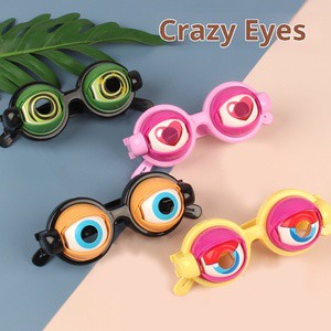 Children Horror Eyeball Dropping Glasses Funny Prank Toy Crazy Eyes Plastic Novelty Gift for Halloween Christmas Party Favor