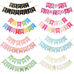 Birthday Party Promotional Item Hot Selling Customizable Colors & Shapes Paper Banner Bunting for Birthday Party Decoration