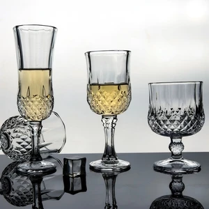 Modern Lead-Free Crystal White Wine Glasses Embossed Diamond Luxury Eco-Friendly Flutes Goblets for Red Wine for