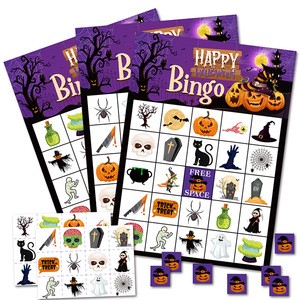 Halloween Theme Cardboard Printed Holiday Bingo Game Cards Party Supplies Set