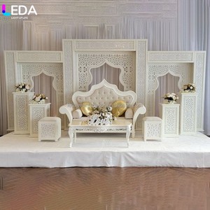 LEDA Custom White Wedding Backdrop | Moroccan-Inspired Acrylic Stage Panels for Wedding Engagement & Banquet Hall Decoration