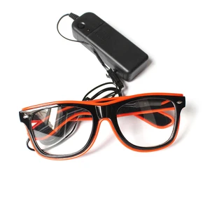 Festival Party Supplies EL Wire LED Glowing Plastic Glasses 10 Colors Luminous Flash Modes 2AA Battery Custom Logo Novelty Gift
