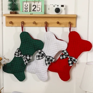 Christmas Gift Bag Wholesale Decoration Dog Bone Cotton Quilted Pet Christmas Stockings